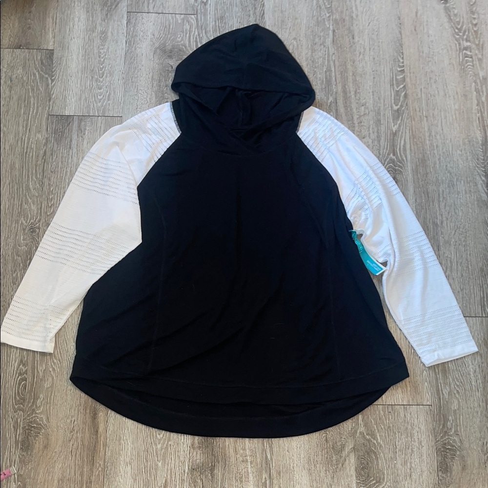 New Livi active lane Bryant Black and White Hooded Long Sleeve hoodie top 26 28
